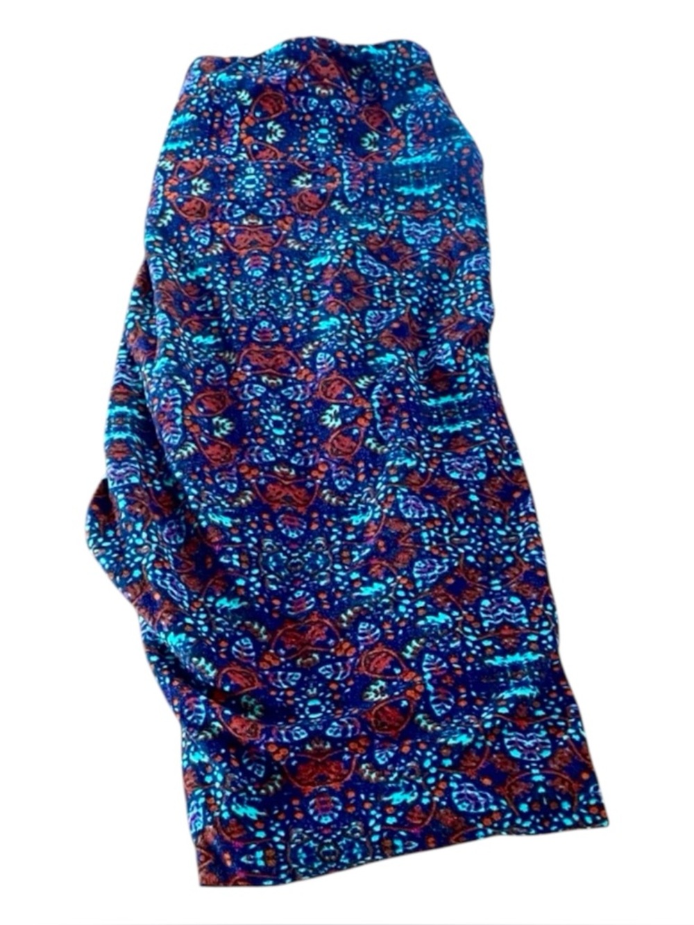 LuLaRoe OS Leggings Blue Red Geometric Print Buttery Soft Stretch